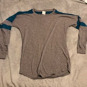 PINK grey and teal longsleeved baseball tee